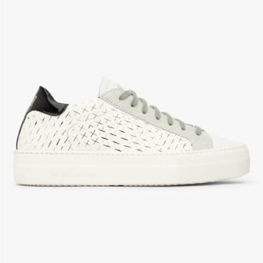 Like new P448 Thea Overload Size 39 White Leather Black Patent